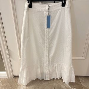 Draper James white button front eyelet skirt. NWT.